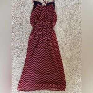 Enfocus Studio Orange and Navy Chevron Sleeveless Maxi Dress Size 14